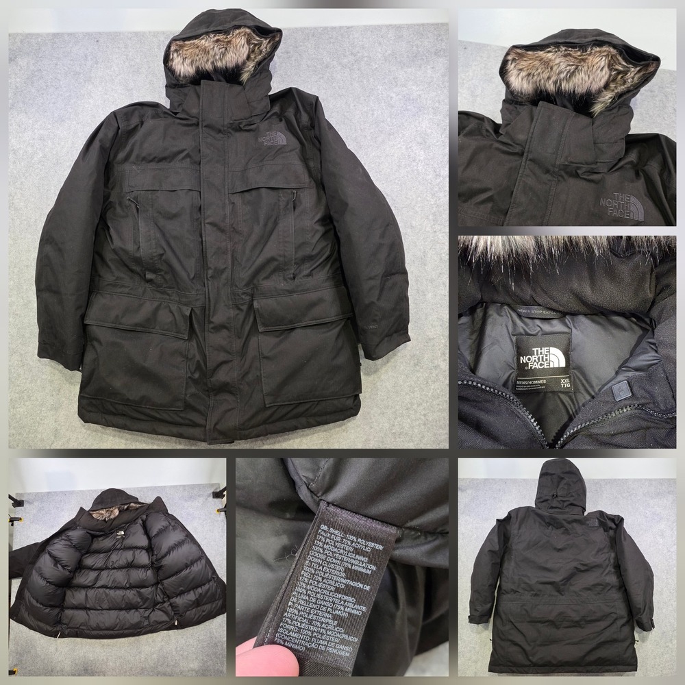The North Face Mcmurdo Parka Jacket Men 2XL Black HyVent Down Fur Hood Insulated